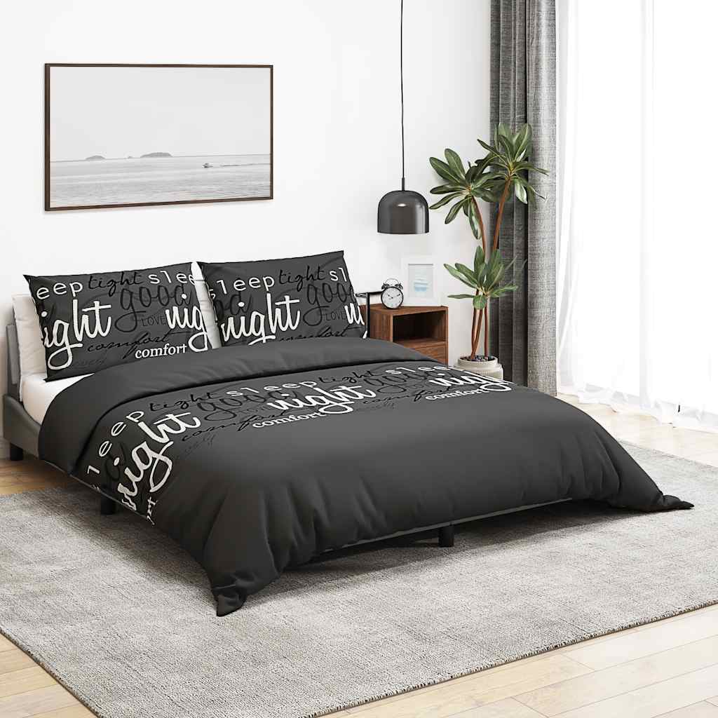 vidaXL Pussilakanasetti musta ja valkoinen 200x220 cm puuvilla