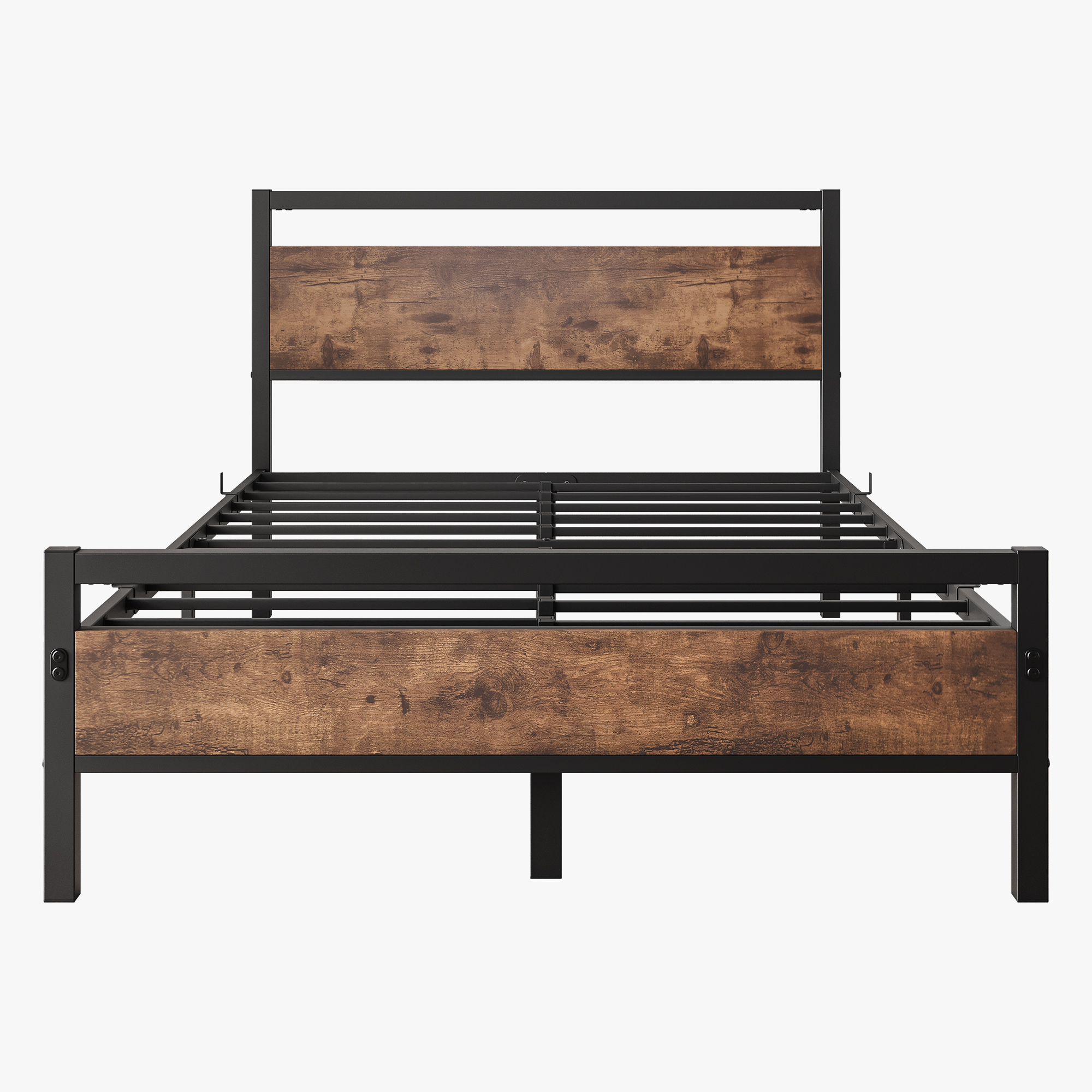 sänky 120x200 cm metalli ja mdf turva-aidat säilytystila tumma