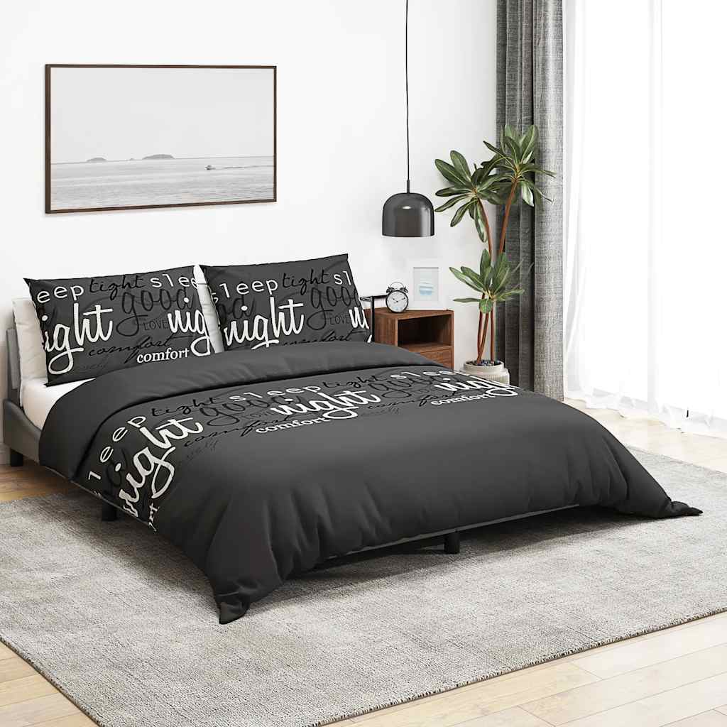 vidaXL Pussilakanasetti musta ja valkoinen 140x200 cm puuvilla